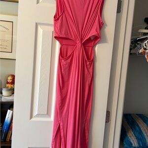 Beyond Yoga Hot Pink Backless Twist Maxi Dress